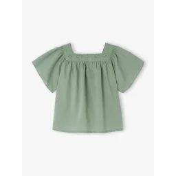 Blouse encolure carrée en broderie anglaise bébé vert sauge