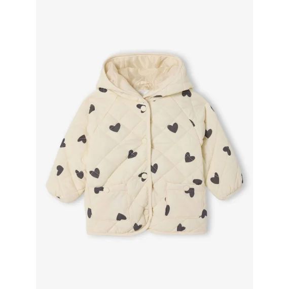 Blouson matelassé bébé avec capuche vanille