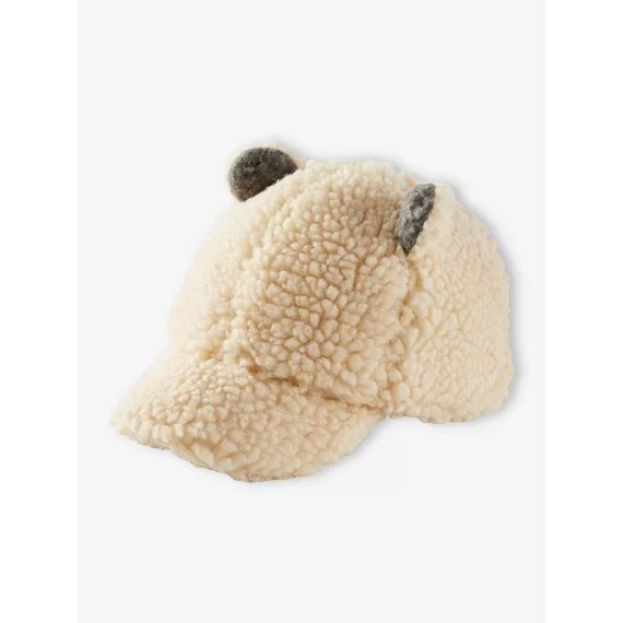 Casquette ourson en sherpa bébé écru