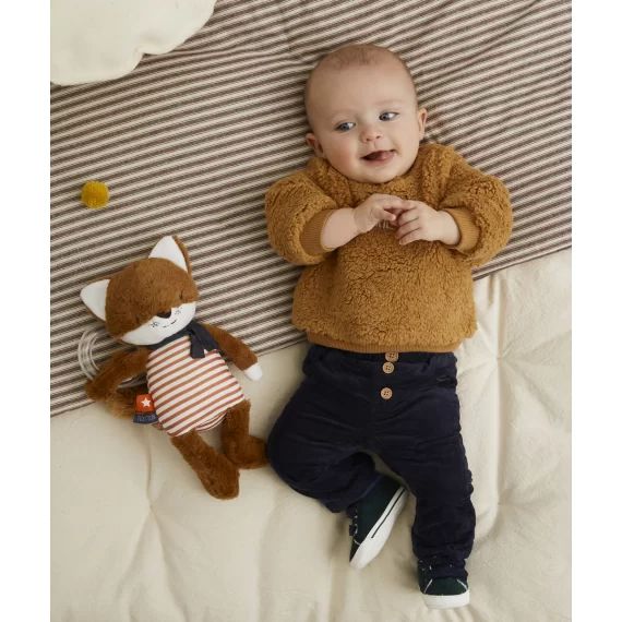 Pantalon droit bébé garçon côtelé bleu marine –  – Soldes