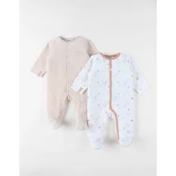 Set De 2 Pyjamas Bébé Velours Beige