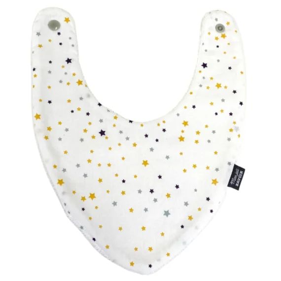 Bavoir Bandana Blanc Étoiles