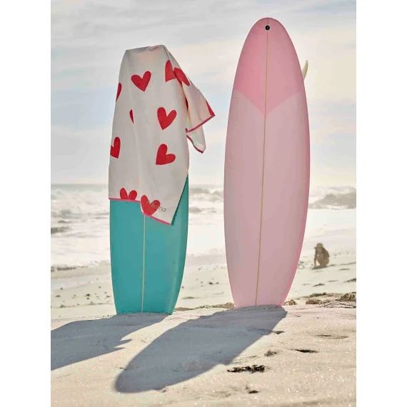 Serviette de plage / de bain personnalisable, avec coton recyclé rose imprimé