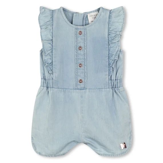 Combinaison courte en coton Fille Bleu