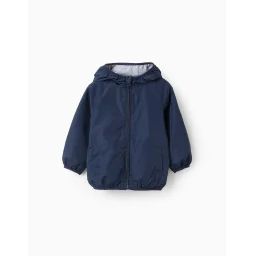 Coupe-vent Avec Capuche Et Doublure En Jersey Bleu Foncé