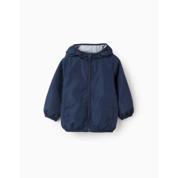 Coupe-vent Avec Capuche Et Doublure En Jersey Bleu Foncé