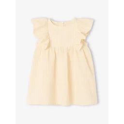 Robe bébé en seersucker rayé jaune