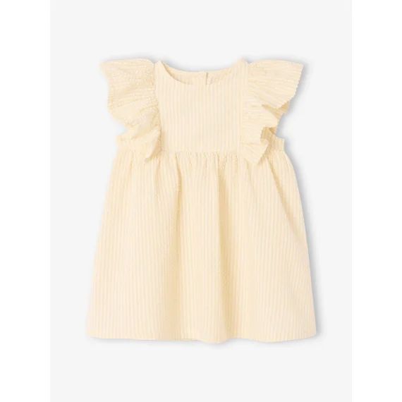 Robe bébé en seersucker rayé jaune