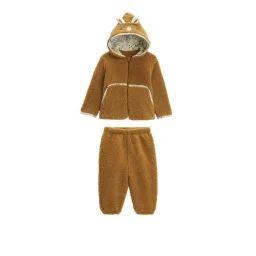 Ensemble Bébé Veste Et Pantalon En Sherpa Lamascotte Marron