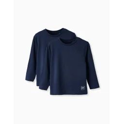 Pack 2 T-shirts À Manches Longues Bleu Foncé