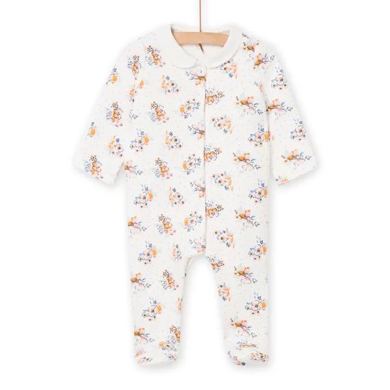Grenouillère Écrue À Imprimé Fleuri Bébé Fille
