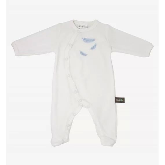Pyjama Bébé En Coton Bio À Motifs Plumes Colorées Bleu