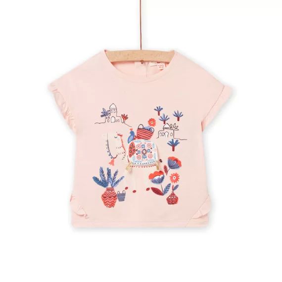 T-shirt Rose Avec Animation Fantaisie Bébé Fille