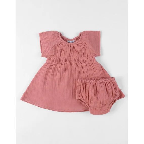 Robe Avec Bloomer Mousseline De Coton Rose