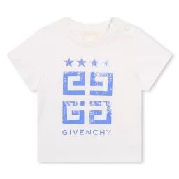T-shirt en coton avec logo Garçon Blanc