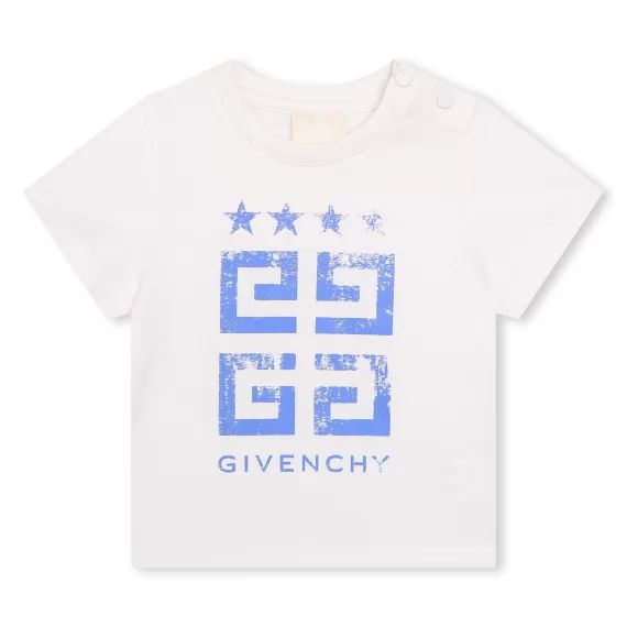 T-shirt en coton avec logo Garçon Blanc