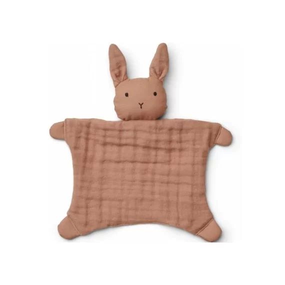 Doudou plat en coton bio Amaya Rabbit tuscany rose