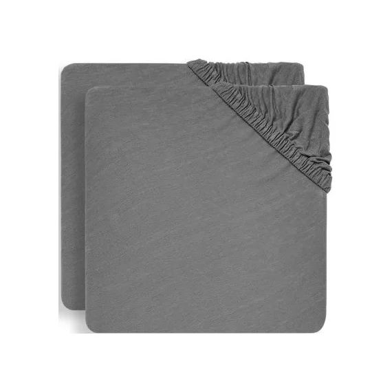 Lot de 2 draps housses gris foncé (60 x 120 cm)