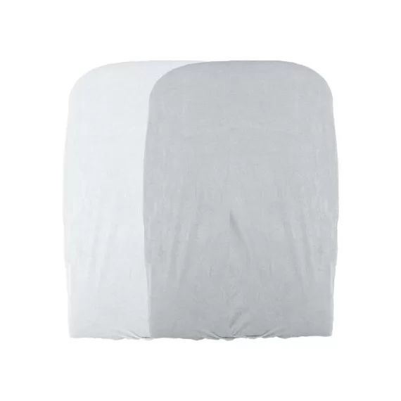 Lot de 2 housses matelas à langer blanc et perle (50 x 75 cm)