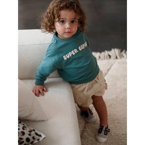 Short style battle bébé en molleton texturé sable