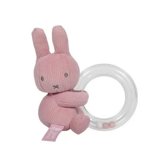 Hochet anneau à billes Miffy rose velours