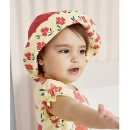 Bob bébé fille en coton jaune et imprimé fleuri –  – Soldes