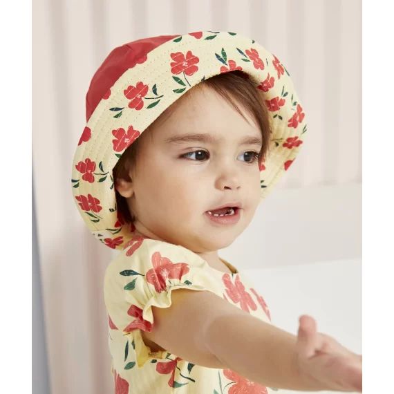 Bob bébé fille en coton jaune et imprimé fleuri –  – Soldes