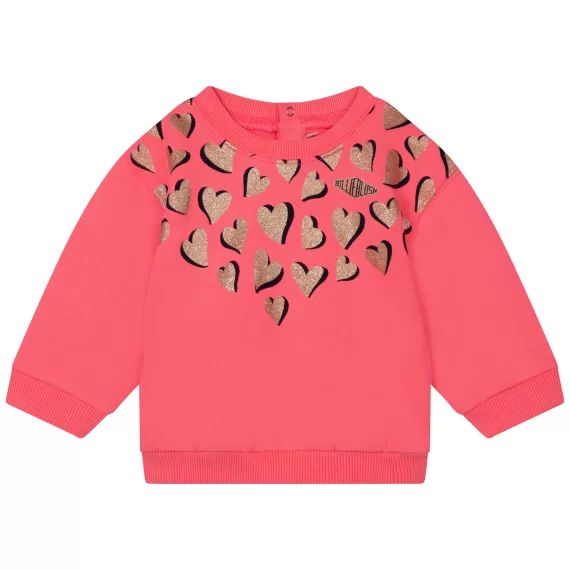 Sweat molletonné en coton Fille Rose