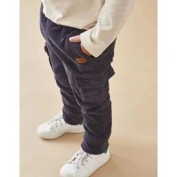 Pantalon cargo velours côtelé bleu