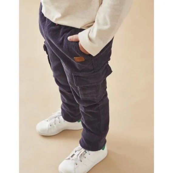 Pantalon cargo velours côtelé bleu
