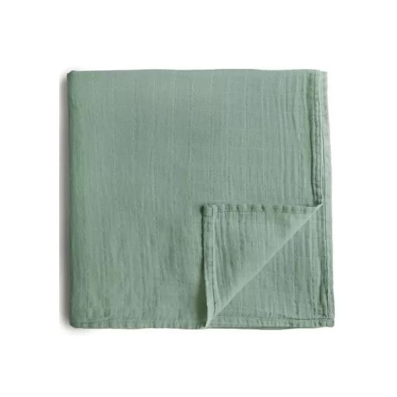 Maxi lange en coton bio Roman green (120 x 120 cm)
