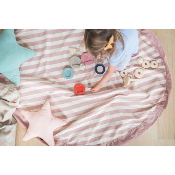 Sac tapis de jeu convertible Rose à rayures