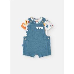 Ensemble T-shirt Imprimé Et Salopette Courte Vert