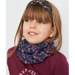 Snood double tour bébé fille bleu marine imprimé fleuri