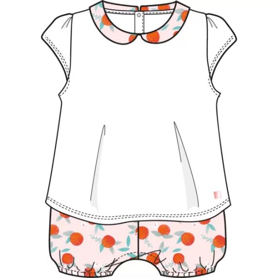 Combi-short en coton Fille Rose