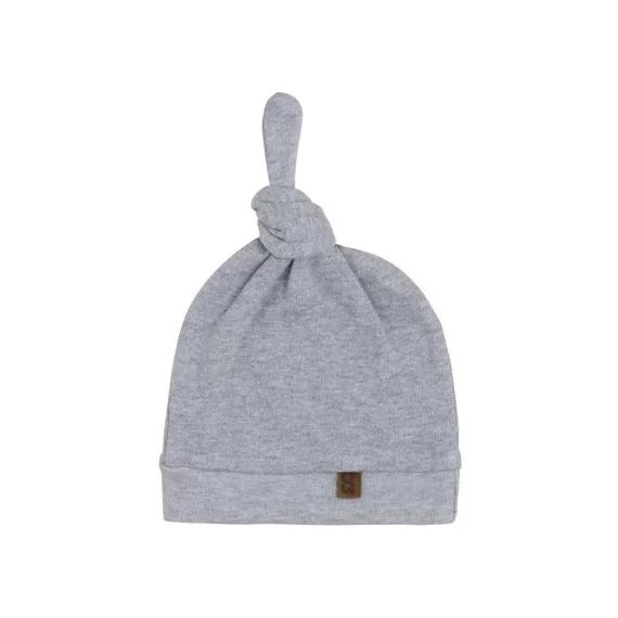 Bonnet noué en coton bio Melange gris (0-3 mois)
