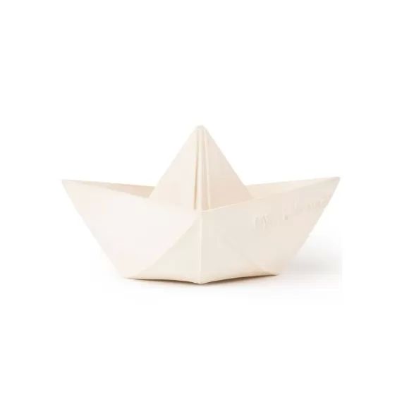 Jouet de bain bateau origami latex d&rsquo;hévéa blanc