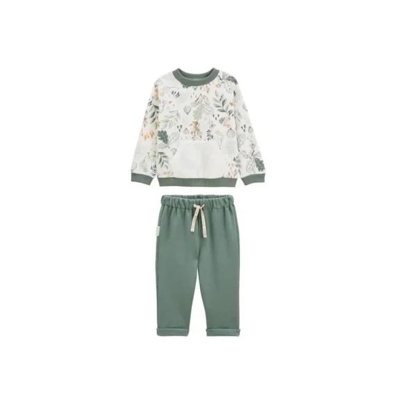 Ensemble Bébé Sweat-shirt Et Pantalon En Molleton – Petit Beguin – Merlin – Kaki – Vert – Molleton Gratté Vert