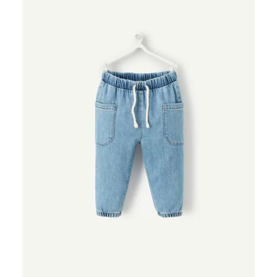 Pantalon droit bébé garçon en denim low impact avec cordons –  – Soldes