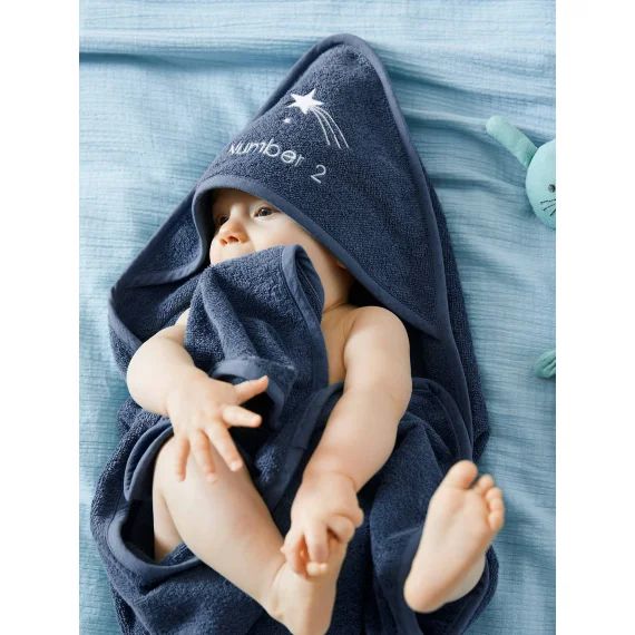 Cape de bain personnalisable + gant de toilette marine