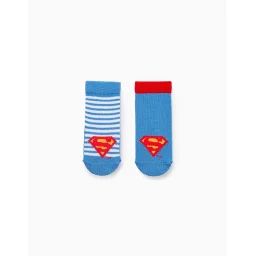 Pack 2 Paires De Chaussettes Antidérapantes Superman Bleu Clair