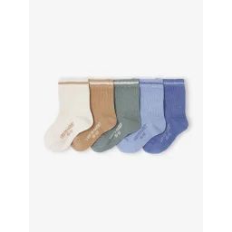Lot de 5 paires de chaussettes colorées bébé garçon bleu glacier