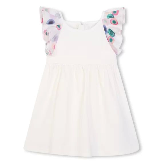 Robe avec volants et broderie Fille Blanc