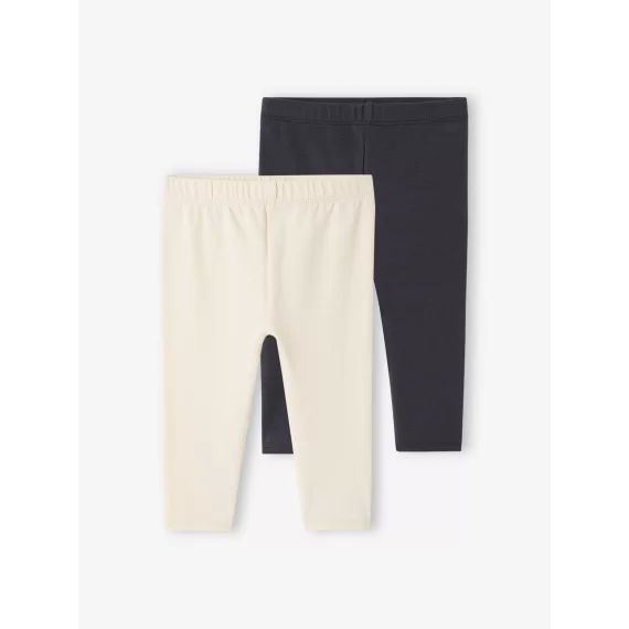 Lot de 2 leggings longs bébé fille BASICS écru