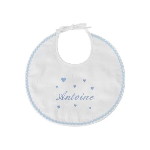 Bavoir de naissance coeur bleu (personnalisable)