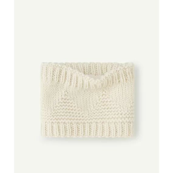Snood tricot bébé fille en fibres recyclées blanc et pailleté