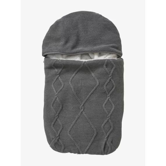 Chancelière tricot doublée polaire pour siège-auto coque – 0/9 mois gris acier
