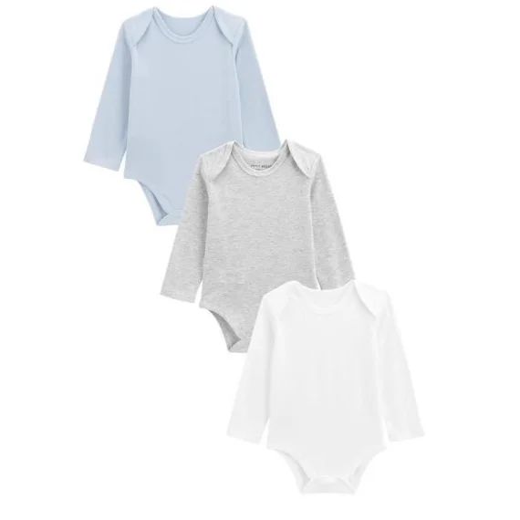 Lot De 3 Bodies Bébé Manches Longues Gris