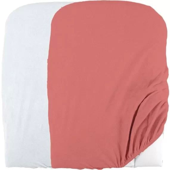 Lot de 2 housses de matelas à  langer en éponge bouclette – Blanc / Terracotta – 50 X 75 cm rouge