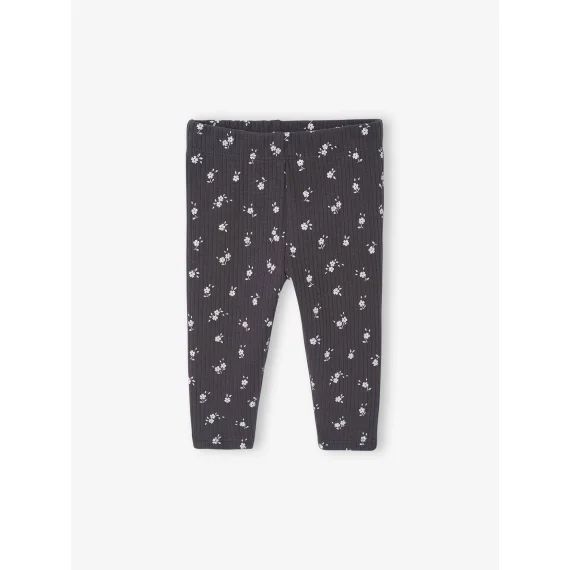 Legging bébé imprimé en maille côtelée anthracite